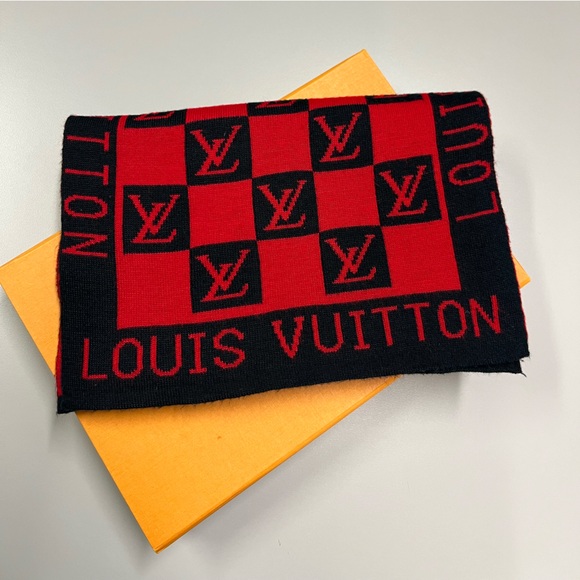 Louis Vuitton Red and Black Muffler Monogram Scarf 🧣 - Picture 3 of 15